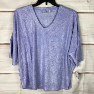 NWOT Natori terrycloth top dolman sleeves  v-neck terry pullover sz M